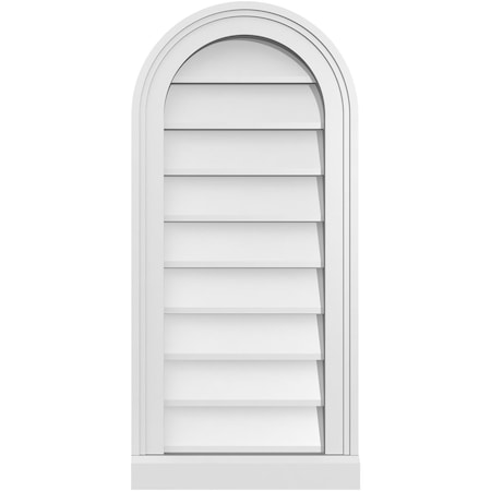 Ekena Millwork Round Top Surface Mount PVC Gable Vent w/ 2"W x 2"P Brickmould Sill Frame, 14"W x 30"H GVPRT14X3003SN